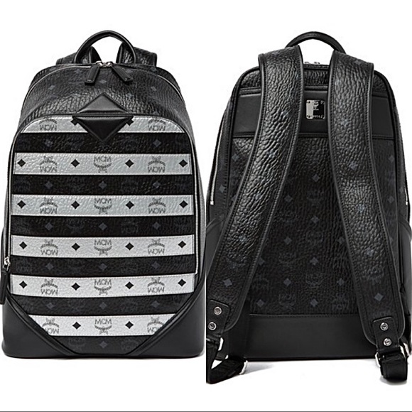 NWT MCM Large Leather Logo Backpack - Picture 3 of 16